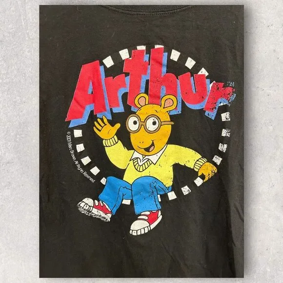 Vintage 2001 Arthur Women's Graphic T Shirt Black Fits Small Y2K - Picture 2 of 5